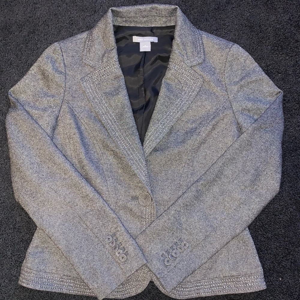 AT Classic Single Button Herringbone Blazer Sz 6